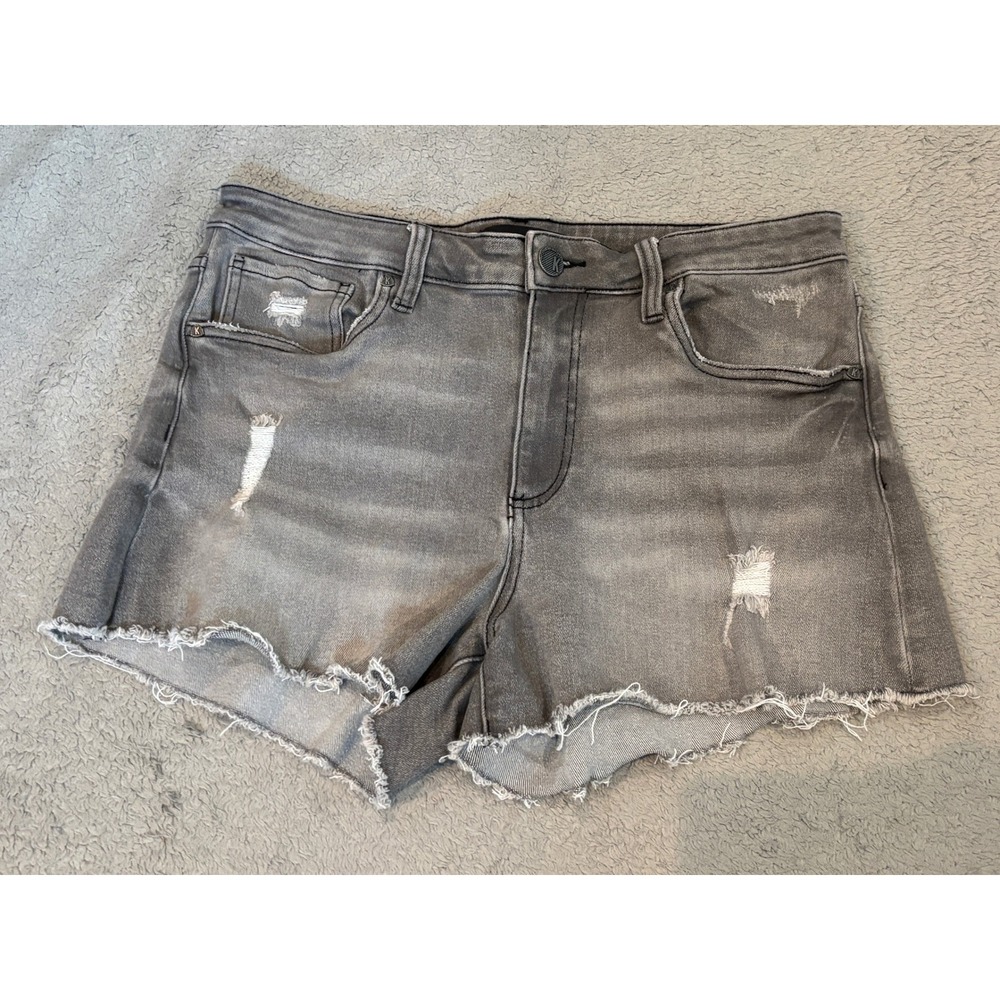 Kut from the Kloth Jane High Rise Distressed Denim Shorts Gray Size 10